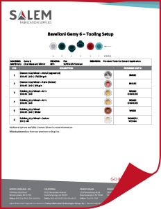 Suggested tooling setups for Bavelloni Gemy 6 machines.