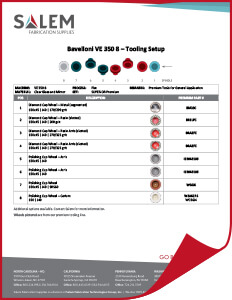 Suggested tooling setups for Bavelloni VE 350 8 machines.