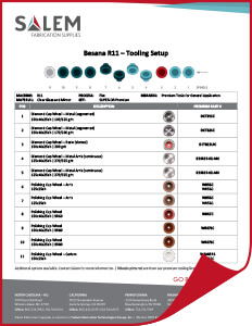 Suggested tooling setups for Besana R11 machines.