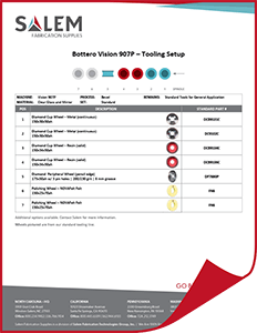 Suggested tooling setups for Bottero Vision 907P machines.