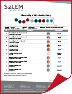 Suggested tooling setups for Glaston Hiyon V10 machines.