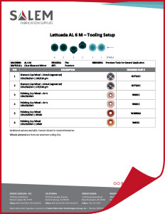 Suggested tooling setups for Lattuada AL 6 M machines.