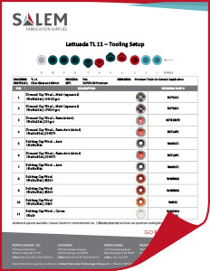 Suggested tooling setups for Lattuada TL 11 machines.