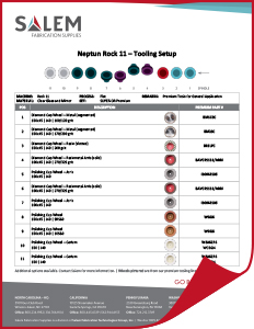Suggested tooling setups for Neptun Rock 11 machines.