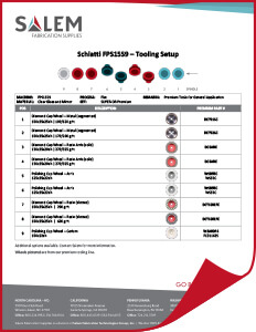 Suggested tooling setups for Schiatti FPS15S9 machines.