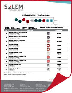 Suggested tooling setups for Schiatti SME10 machines.