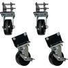 Caster Kit, 2) Rigid 5" and (2) 5" Swivel Brake Casters for Windshield Racks, including Mounting Brackets and Hardware